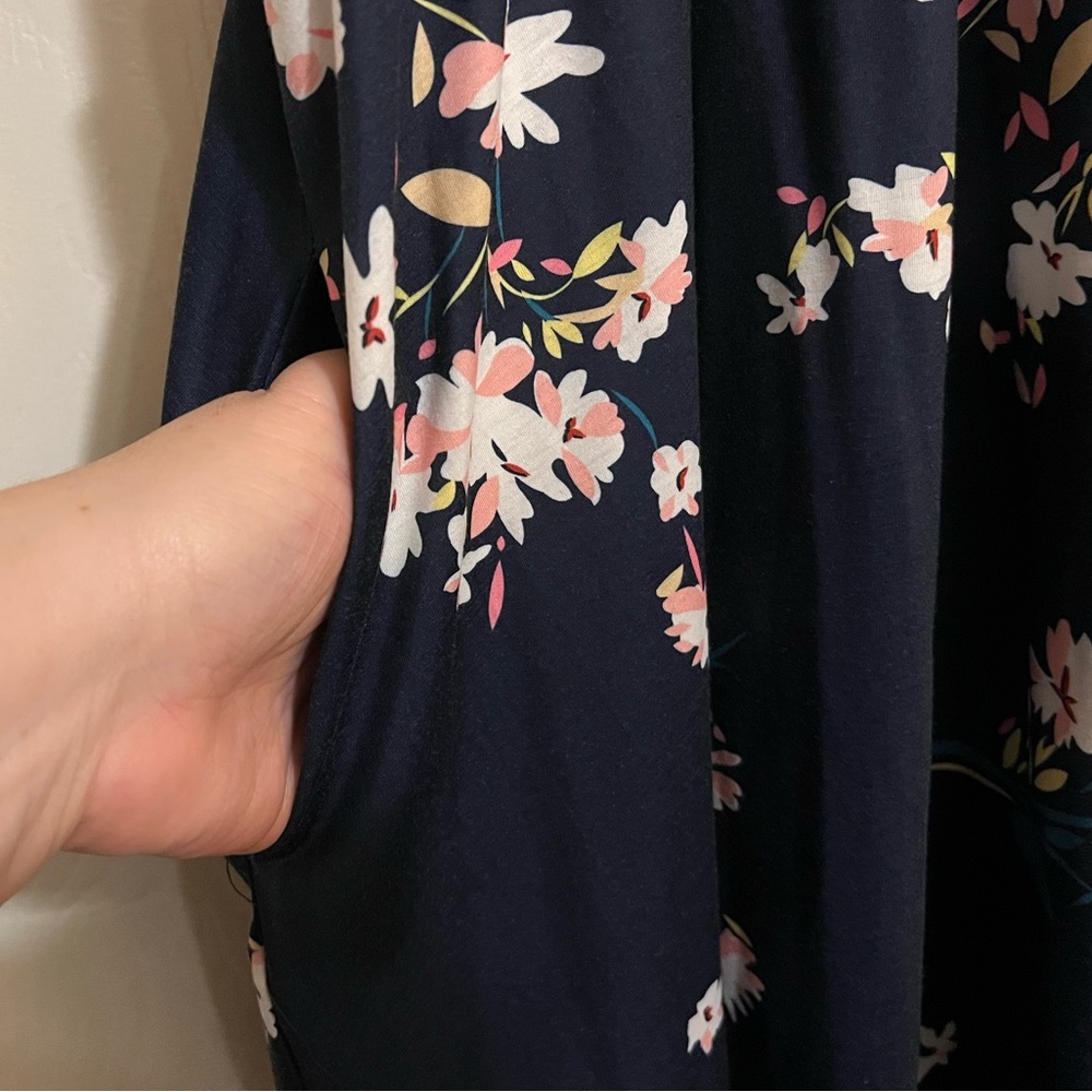 Styleworld V-Neck Navy Blue and Floral Spaghetti Strap Swing Dress - Size XXL - Picture 8 of 12